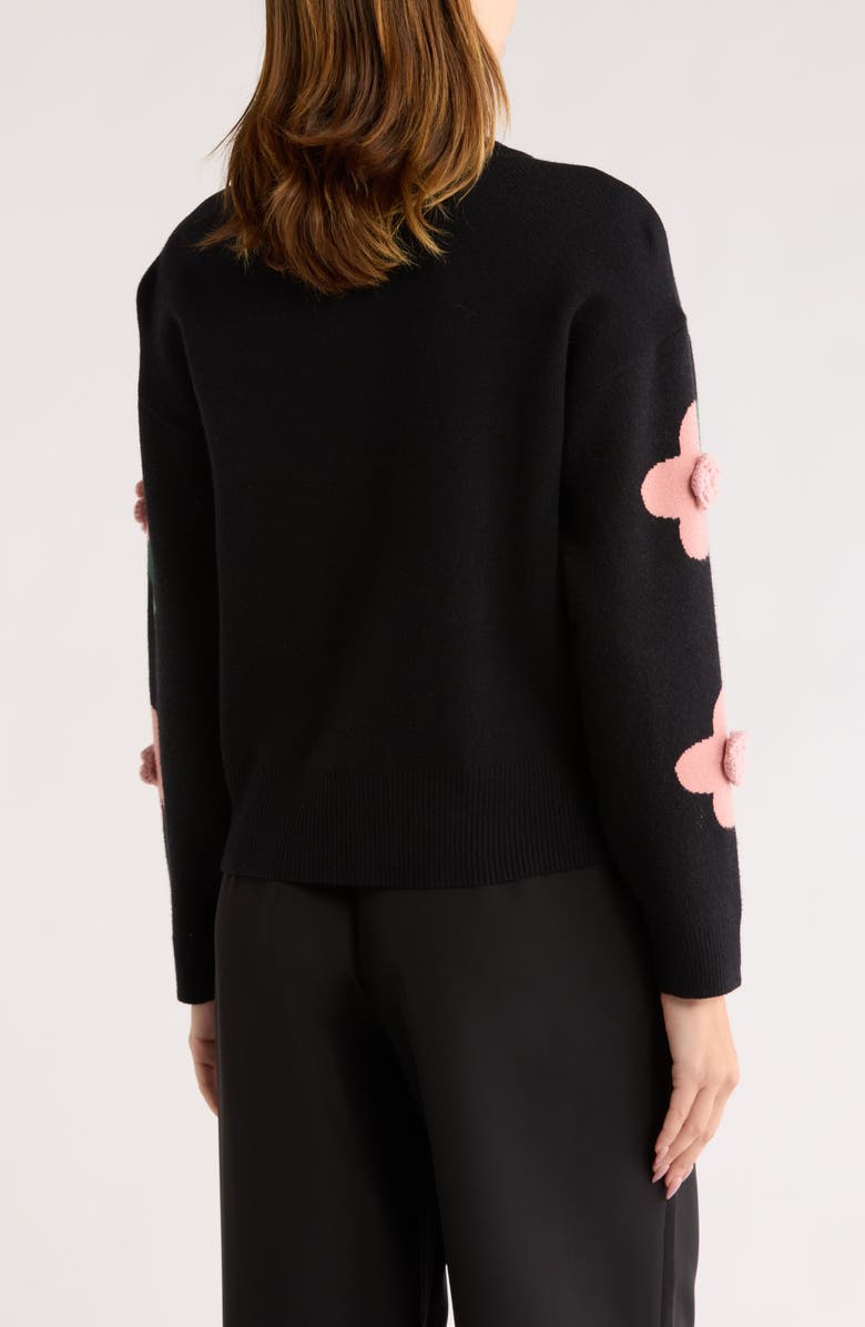 Love By Design 3D Peony Cardigan, Alternate, color, Black/ Coral Haze