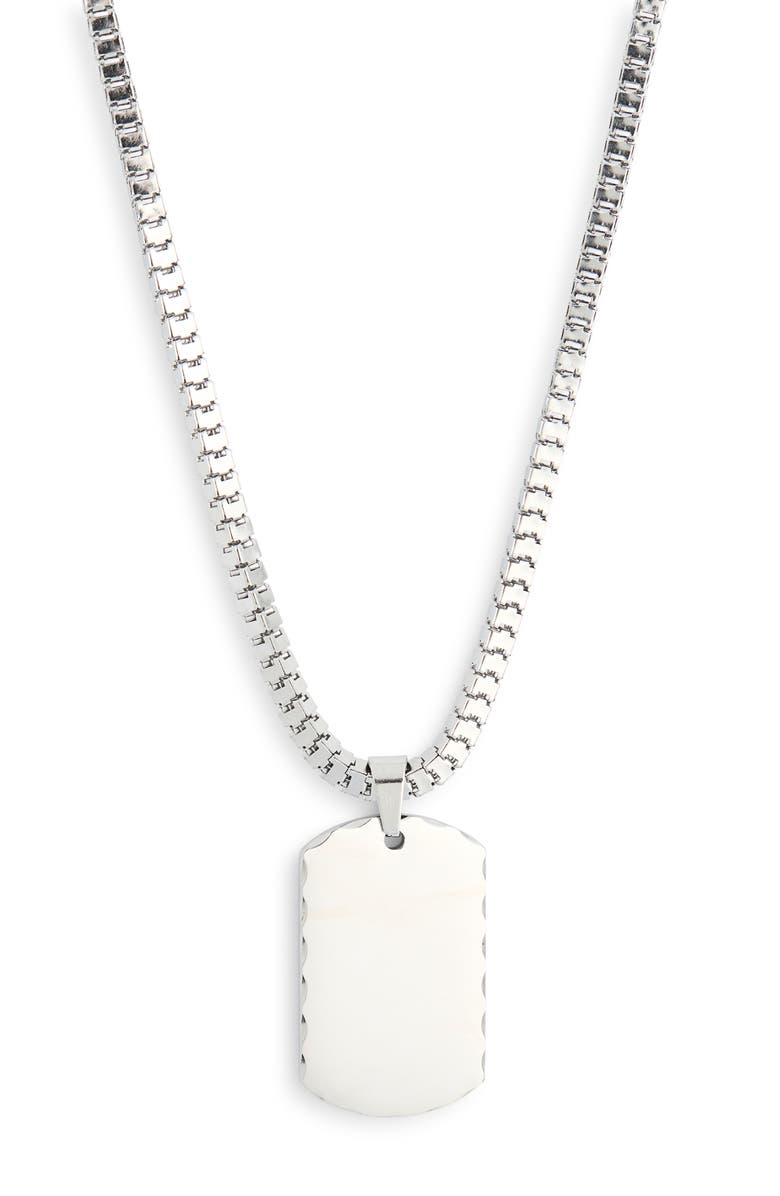 NORDSTROM RACK Men's Stainless Steel Dog Tag Pendant Necklace, Alternate, color, Stainless