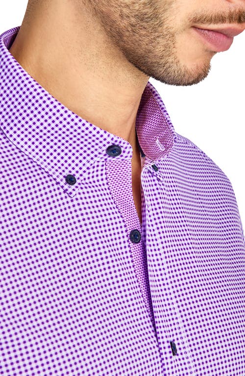 Construct Micro Plaid Woven Long Sleeve In Lilac