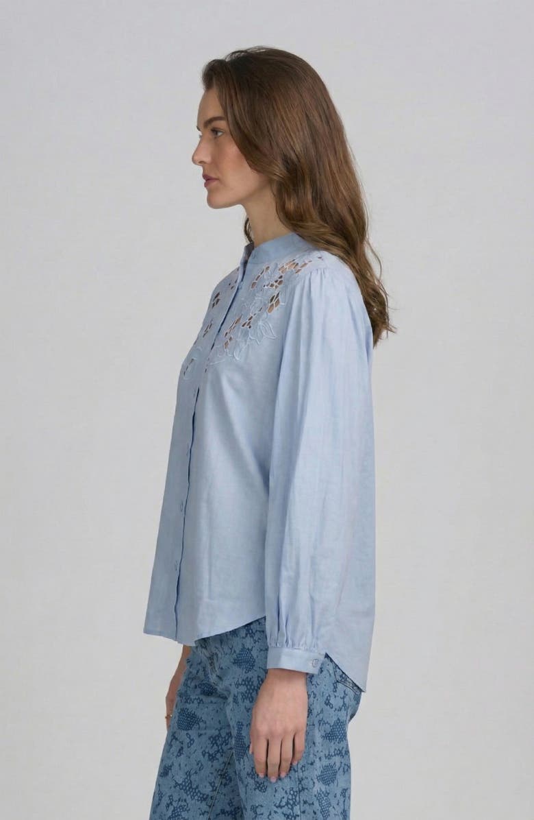 ELLE Collection Lace Yoke Shirt, Alternate, color, Light Blue