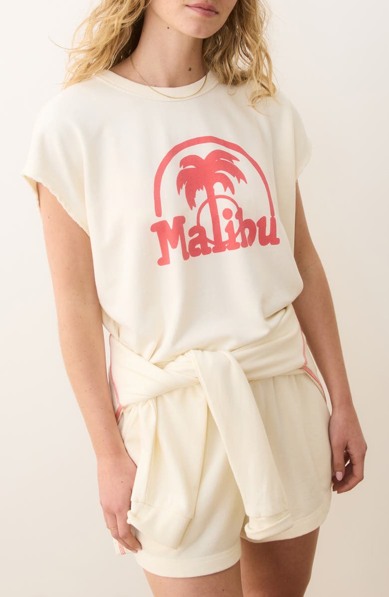 Marine Layer Malibu Cloud 9 Terry Dolman Graphic Top, Alternate, color, Antique White