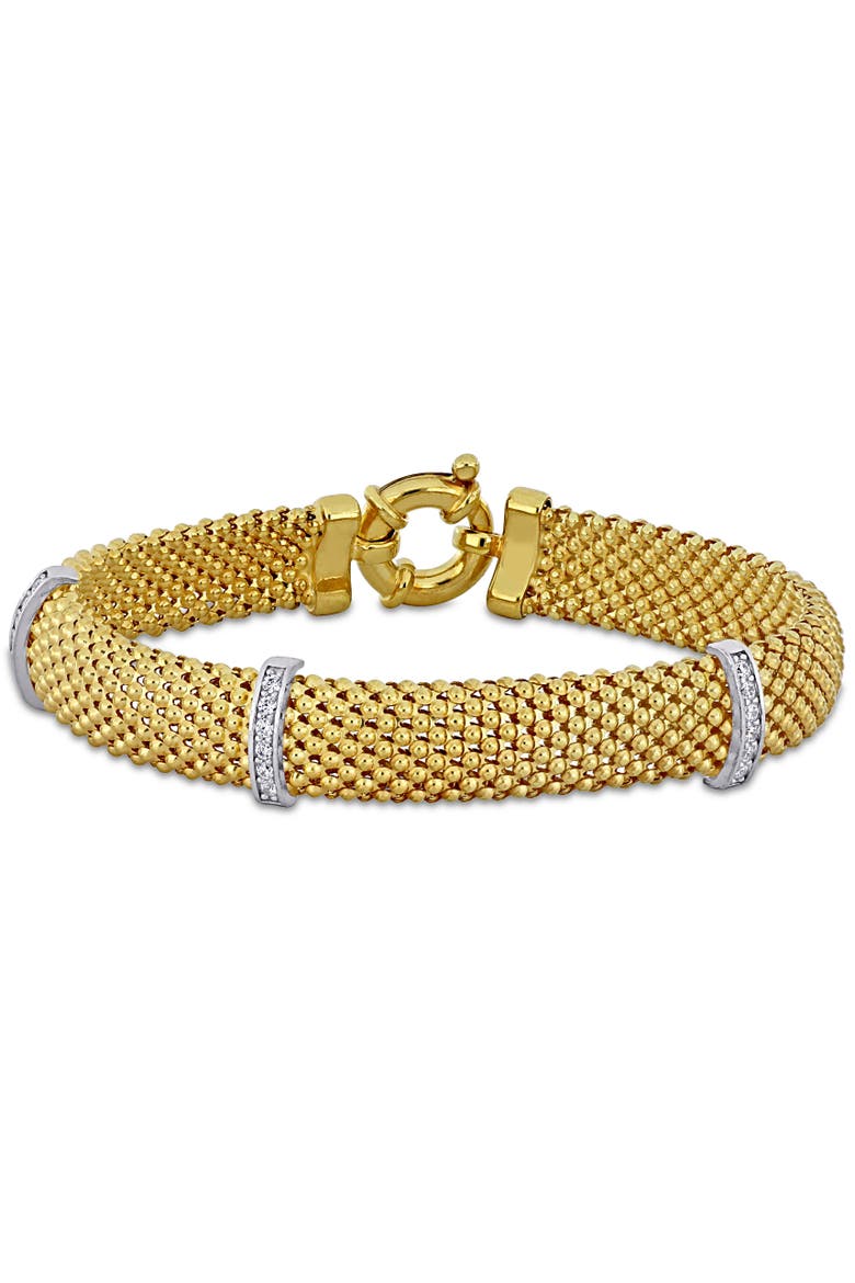 Cubic Zirconia Popcorn Bangle Two-Tone Silver, Main, color, Yellow-Plated