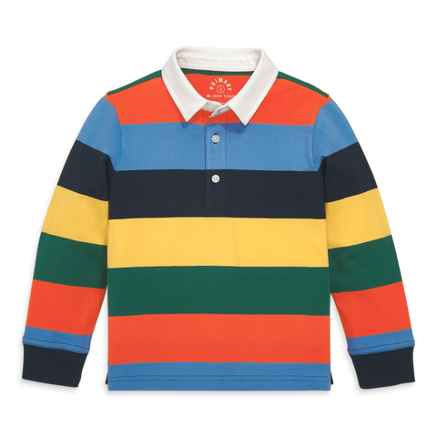 Kids Long Sleeve Polo In Rugby Stripe