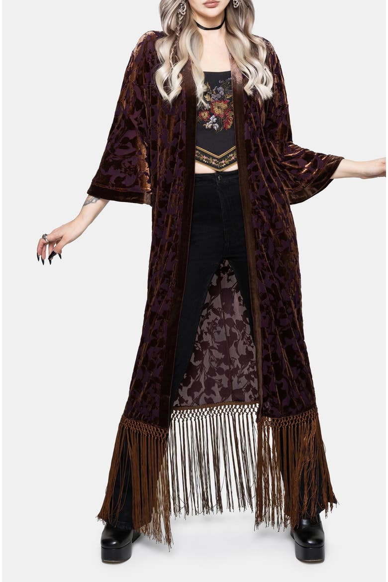 Sienna Devore Fringe Robe, Main, color, Orange