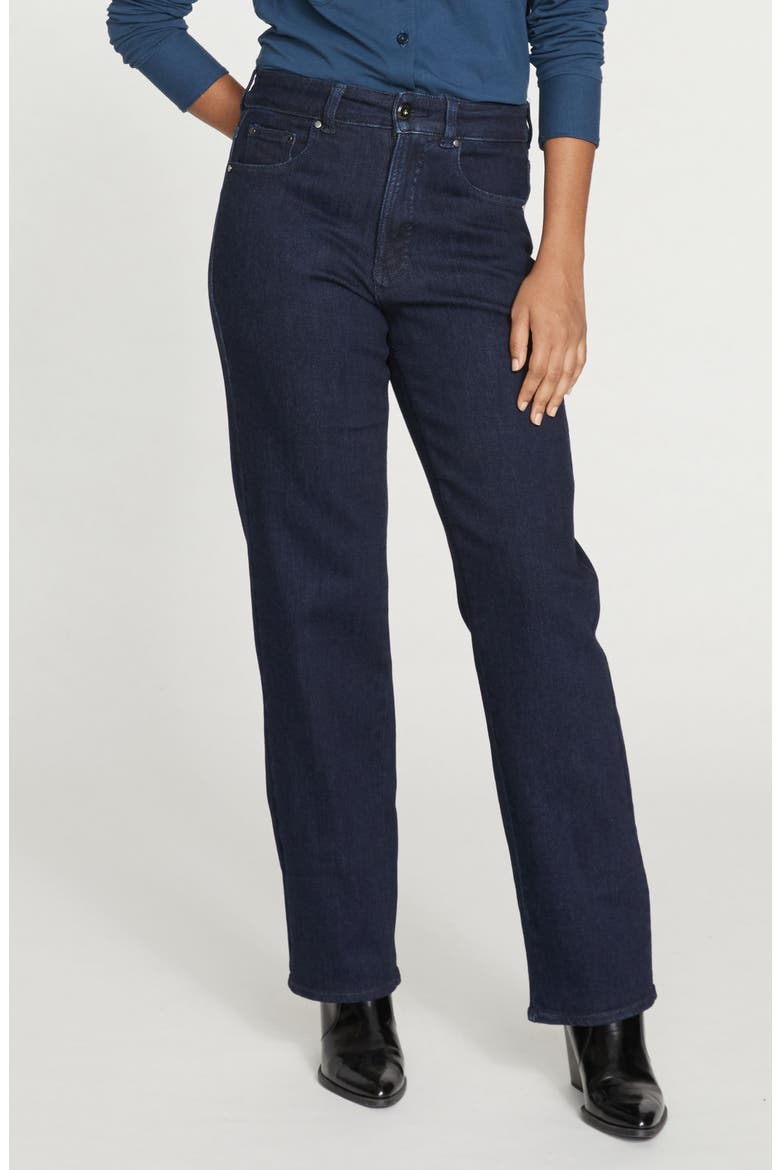Etta High Waist Ankle Straight Leg Jeans, Main, color, DARK INDIGO