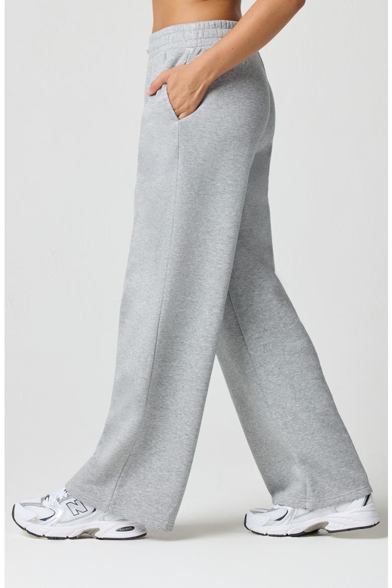 Rosette Wide Leg Sweatpants, Alternate, color, HEATHER GREY