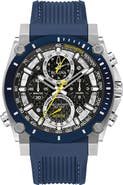 BULOVA Precisionist Silicone Strap Chronograph Watch, 46mm
