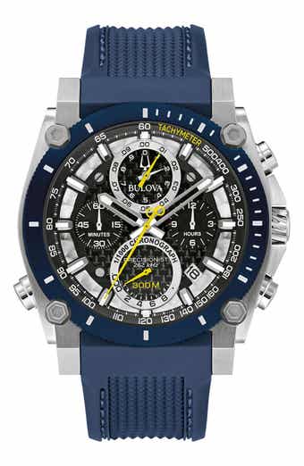 BULOVA Precisionist Silicone Strap Chronograph Watch, 46mm