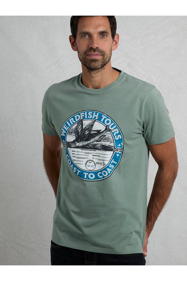 Coasting Front Print Graphic T-Shirt, Main, color, Dusty Teal
