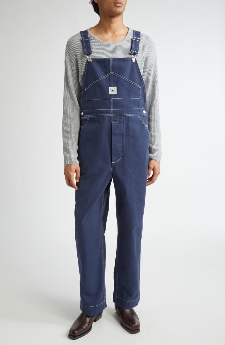 Bode Knolly Brook Cotton Twill Overalls, Main, color, Dark Navy