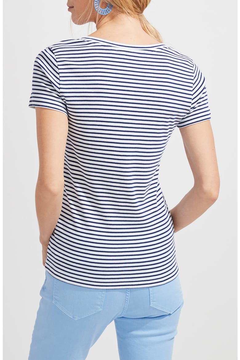Simple Stripe V-Neck T-Shirt, Alternate, color, WHITE STRIPE
