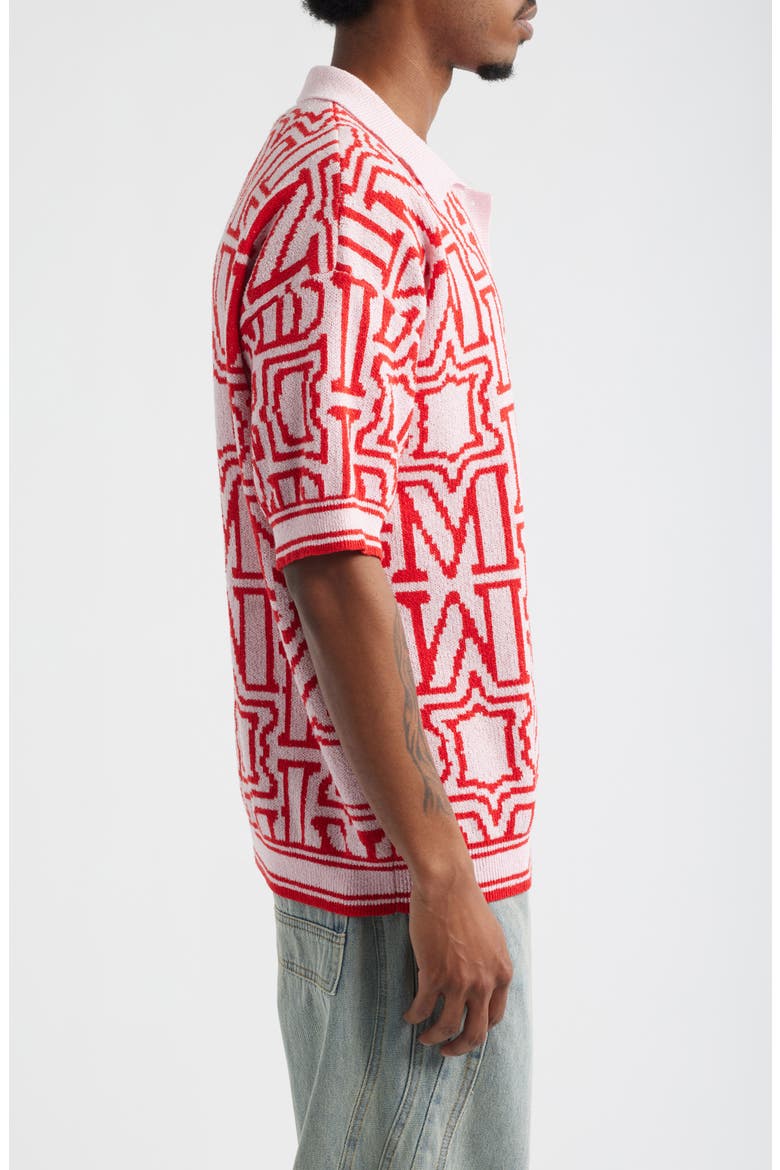 Logo Jacquard Polo Sweater, Alternate, color, PINK
