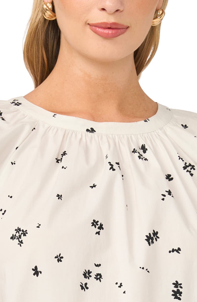 Vince Camuto Print Flutter Sleeve Top, Alternate, color, Ultra White