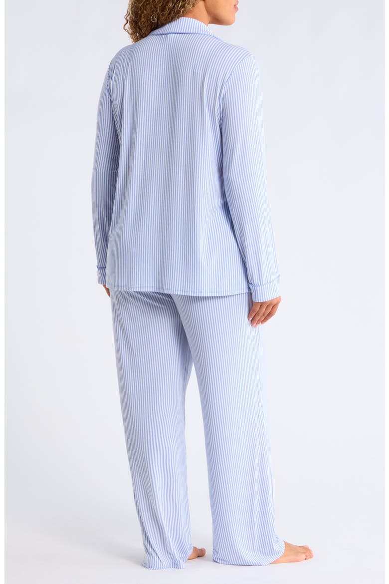 Moonlight Eco Knit Pajamas, Alternate, color, BLUE E- IVORY SKINNY STRIPE