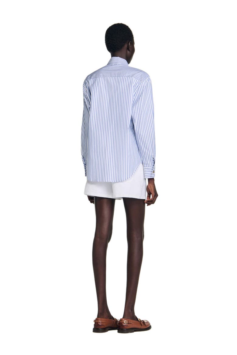 Striped shirt with removable tie, Alternate, color, Blu / white