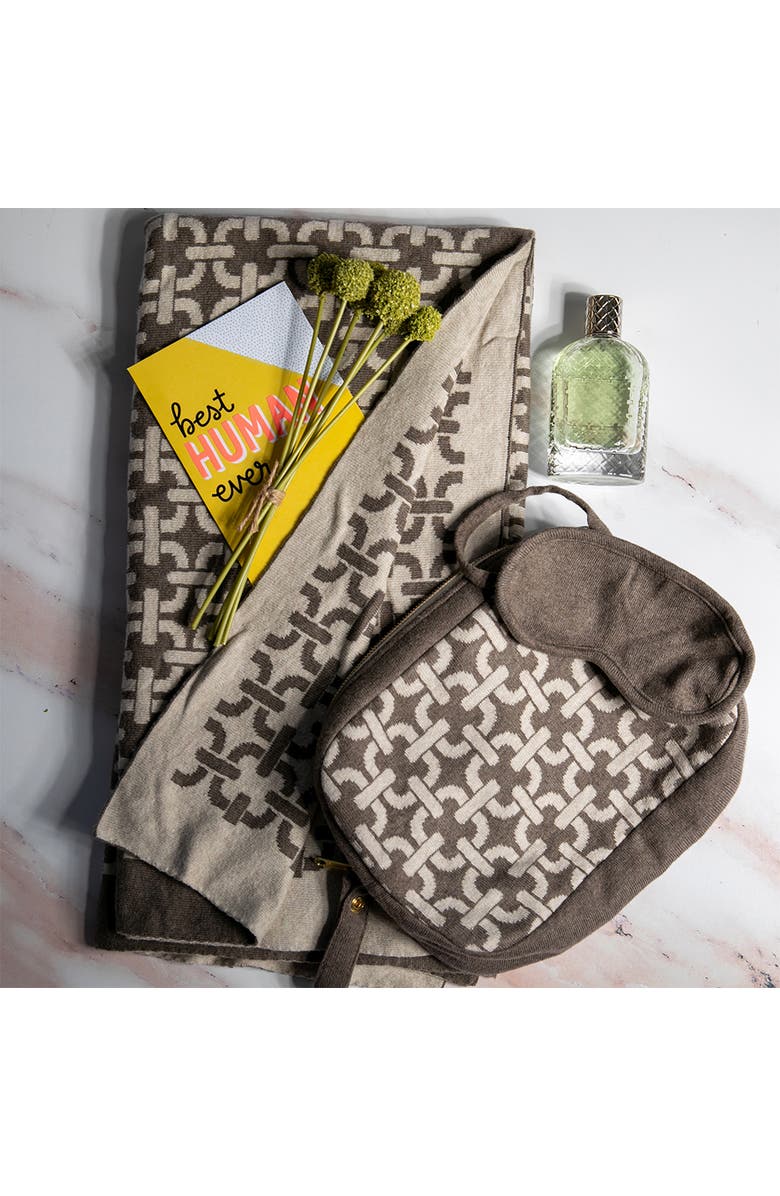 Pink Lemonade Chains Organic Cotton Travel Blanket and Eye Mask Set, Alternate, color, Brown