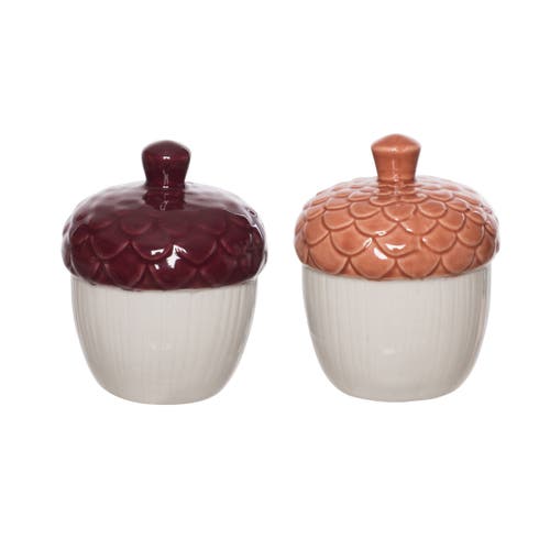 Transpac Multicolor Harvest Moody Acorn Salt And Pepper Shakers Set In Multi