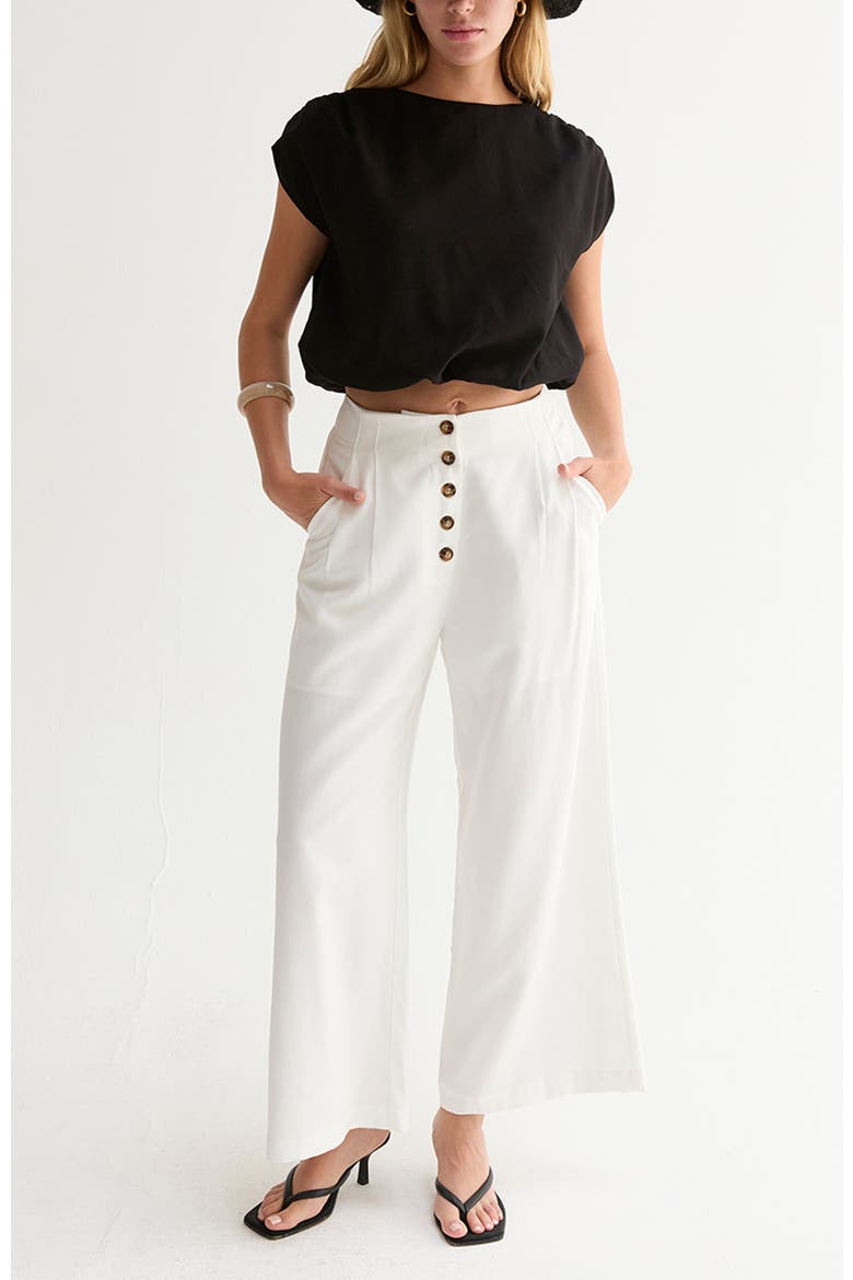 High Waisted Wide Leg Culotte Pants, Alternate, color, Ivory