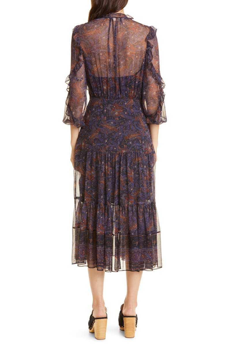 Veronica Beard Sabina Silk Midi Dress, Alternate, color, 