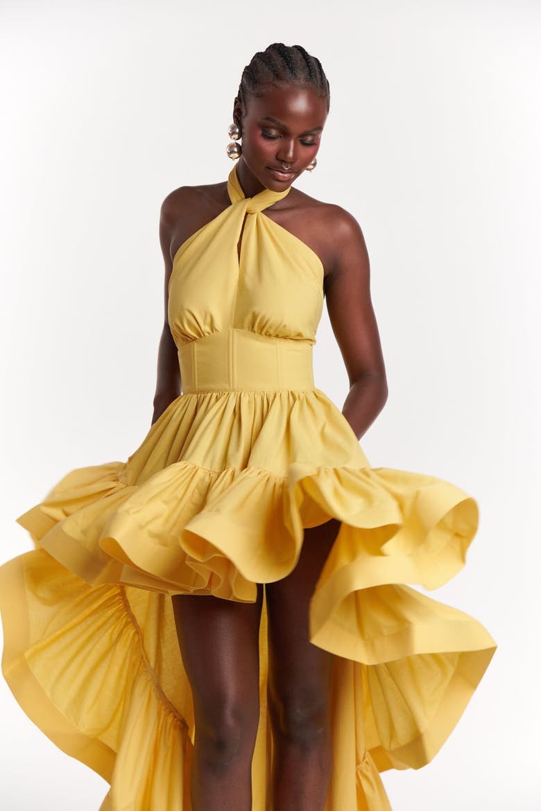 Ima Hi Low Dress, Alternate, color, Yellow