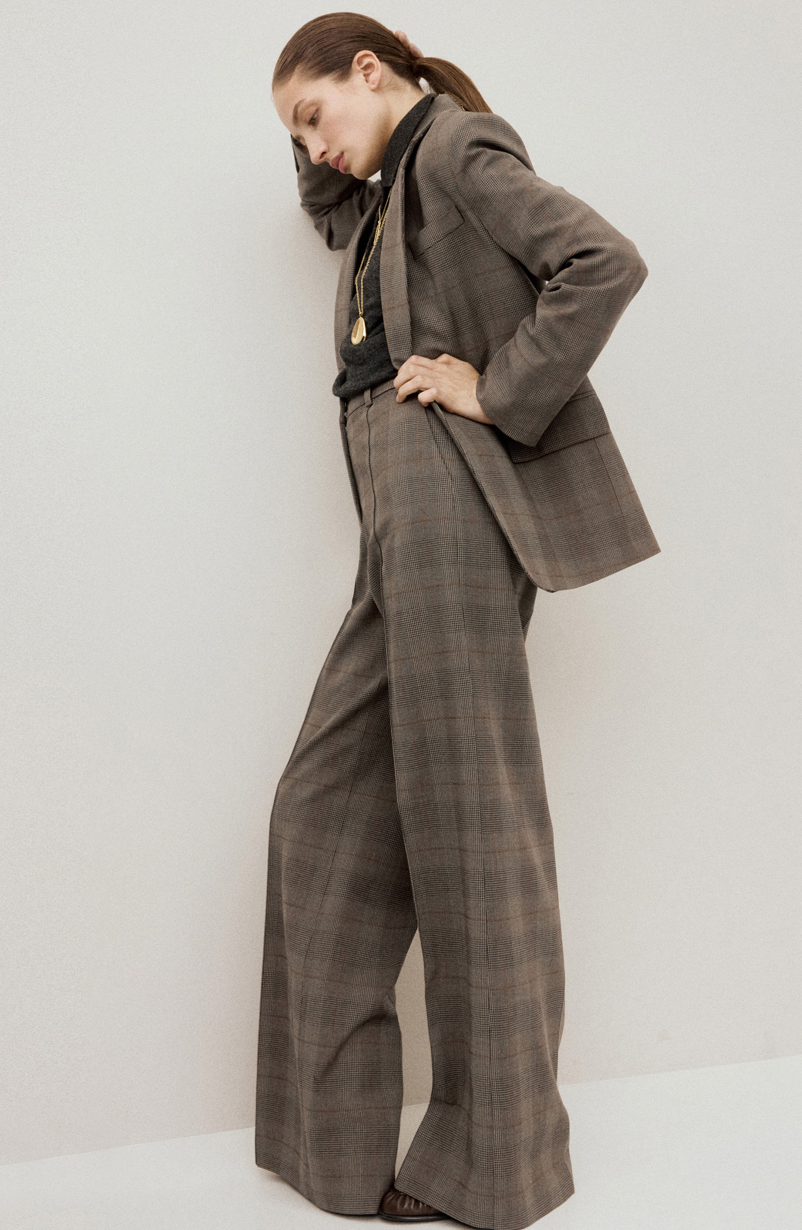 Check Print One-Button Blazer - image 2