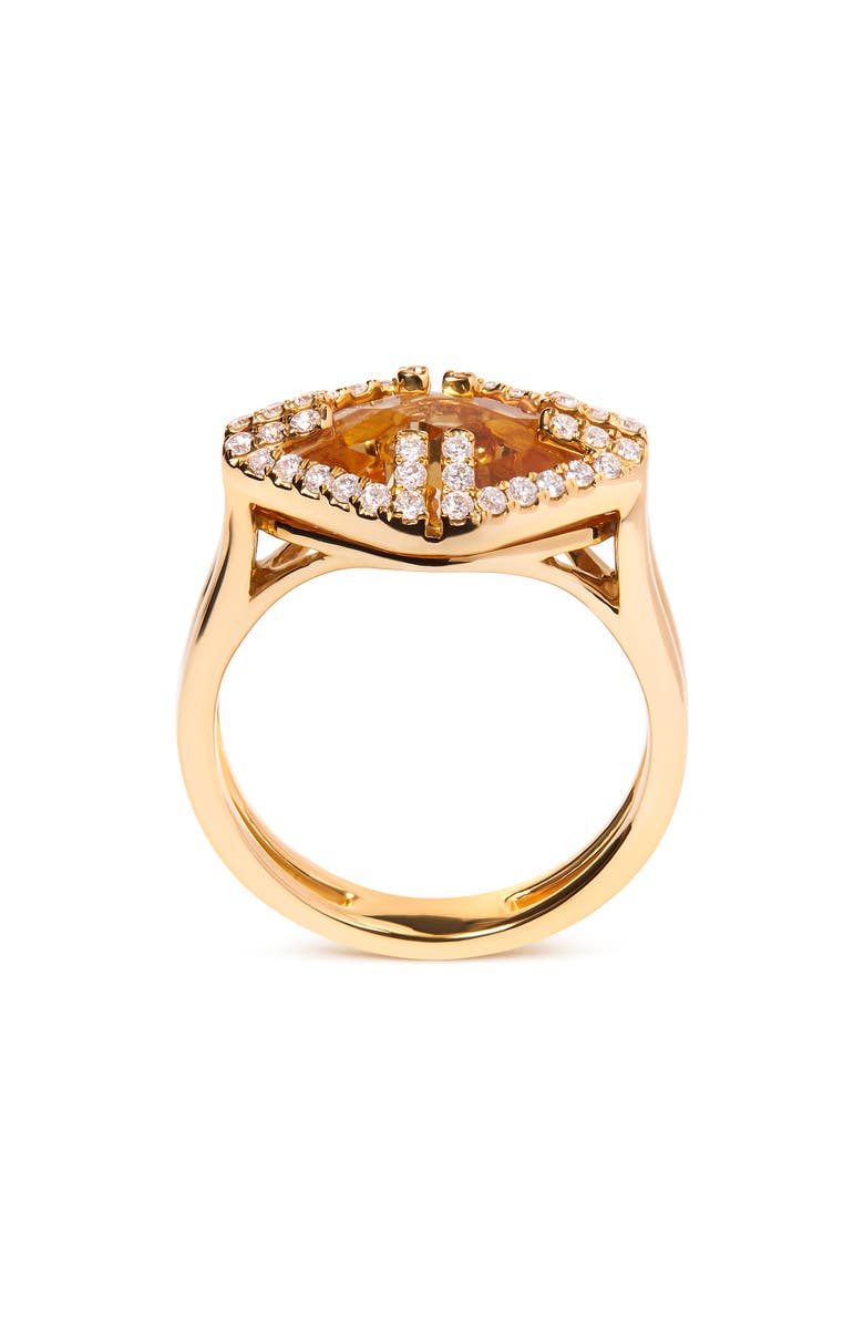 Haus of Brilliance 14K Gold Citrine & 1/3 Cttw Diamond Halo Cocktail Ring, Alternate, color, Yellow