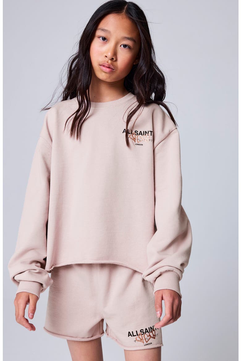 Kids' Heart Graphic Sweatshirt & Shorts Set, Alternate, color, LIGHT PINK