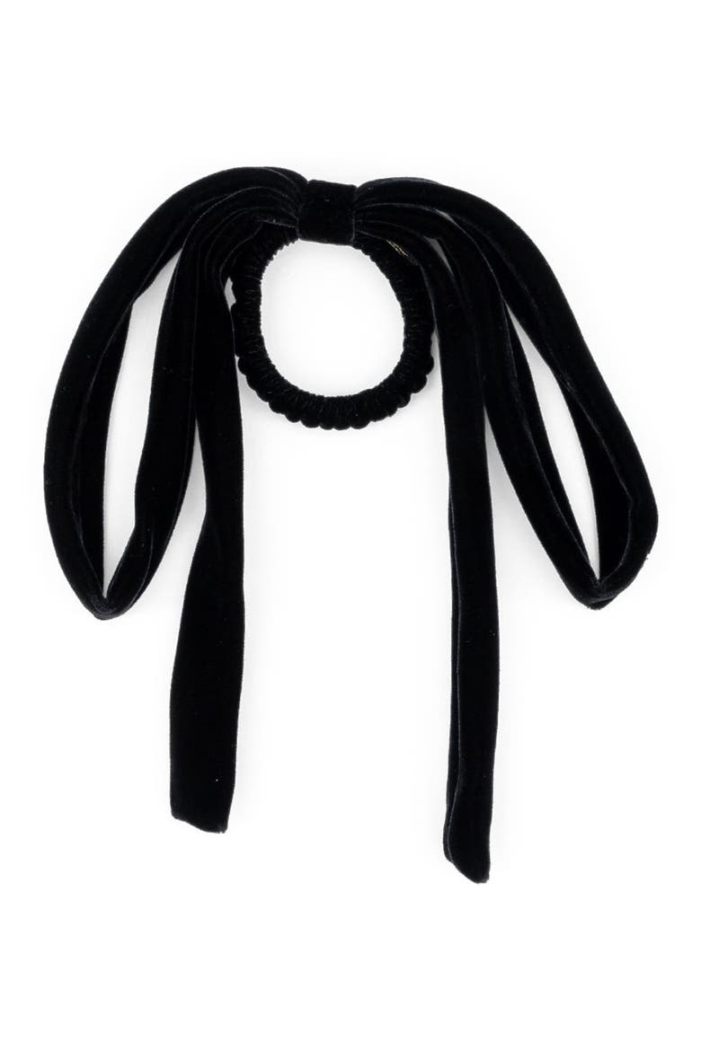 Isild Velvet Ribbon Hair Tie, Main, color, Black