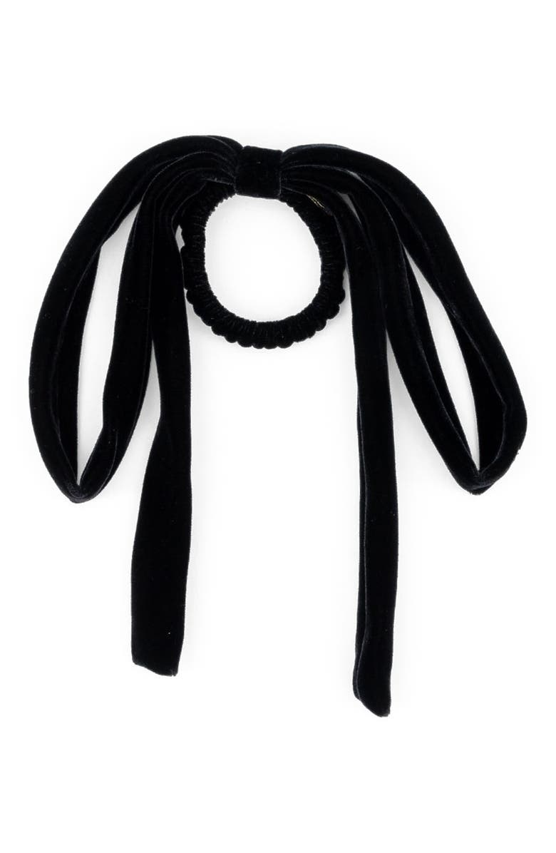 Alexandre de Paris Isild Velvet Ribbon Hair Tie, Main, color, Black