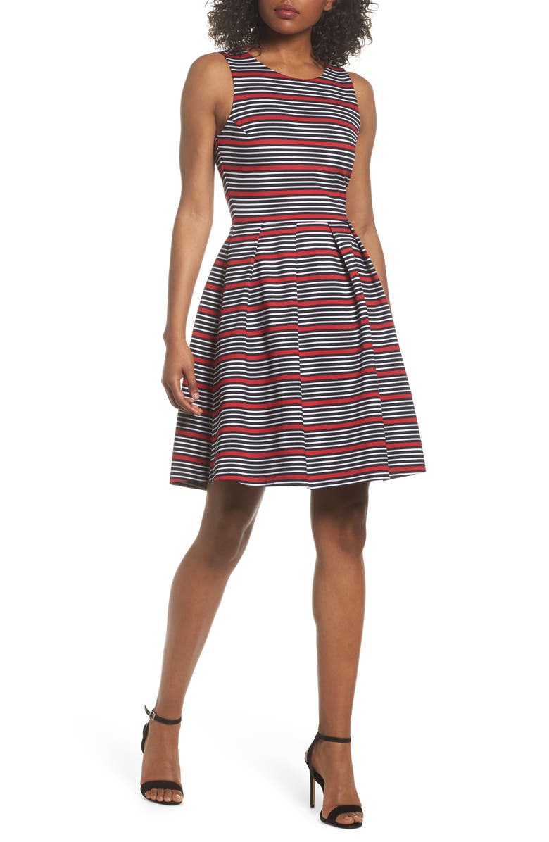 Felicity & Coco Scarlette Stripe Fit & Flare Dress, Main, color, 