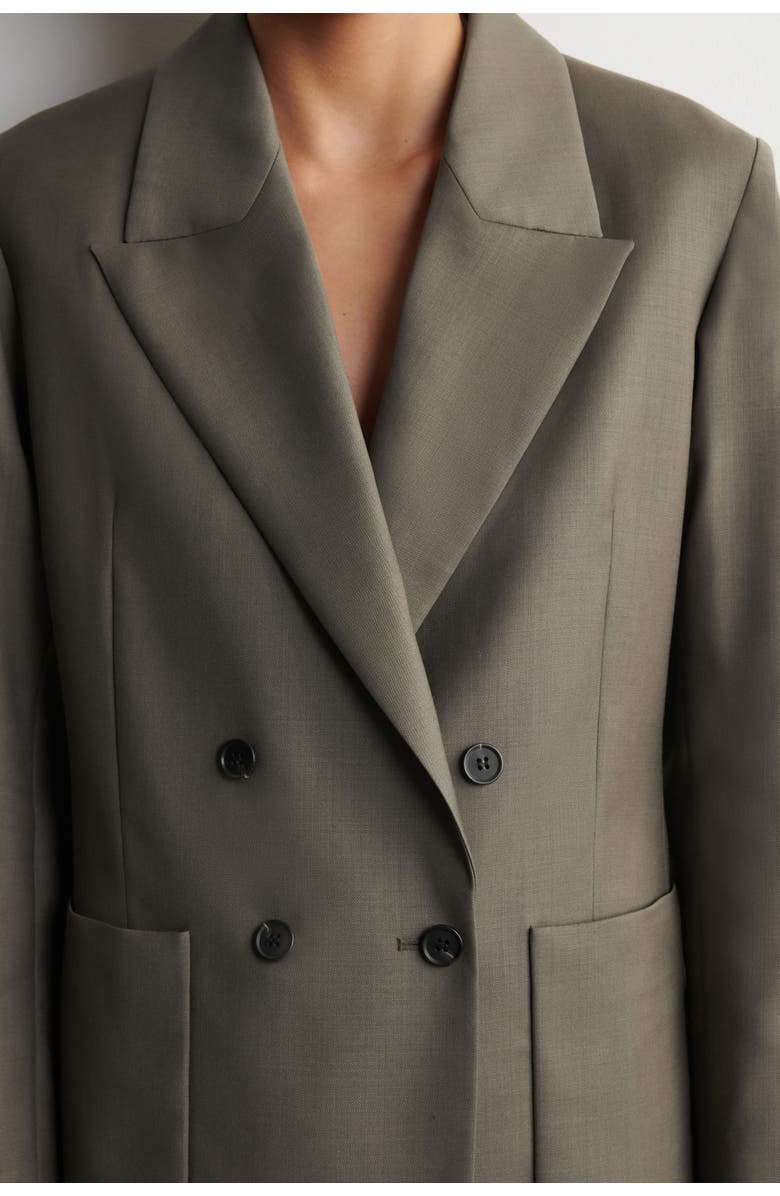 COS Double-Breasted Wool-Twill Blazer, Alternate, color, Taupe