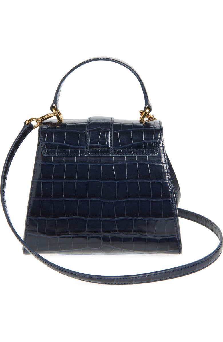 Veronica Beard Crest Lock Croc Embossed Leather Top Handle Bag, Alternate, color,