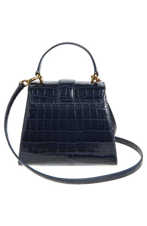 Veronica Beard Crest Lock Croc Embossed Leather Top Handle Bag