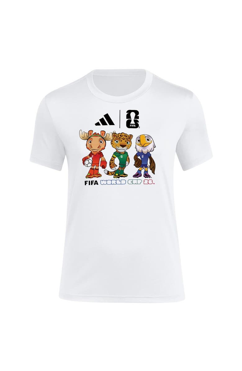 adidas Women's adidas White FIFA World Cup Gear 2026 FIFA World Cup Mascot T-Shirt, Main, color, White