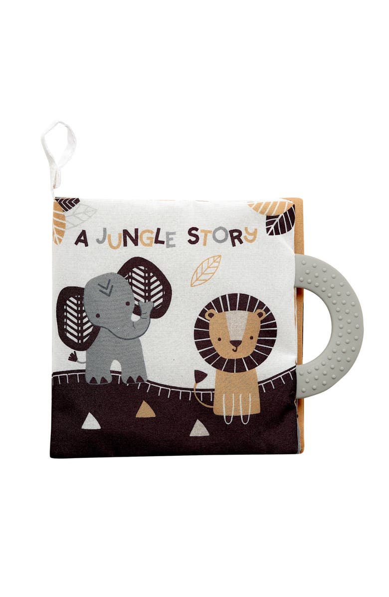 Lambs & Ivy Jungle Story Developmental Soft Book & Lion Plush Toy Gift Set, Alternate, color, Black