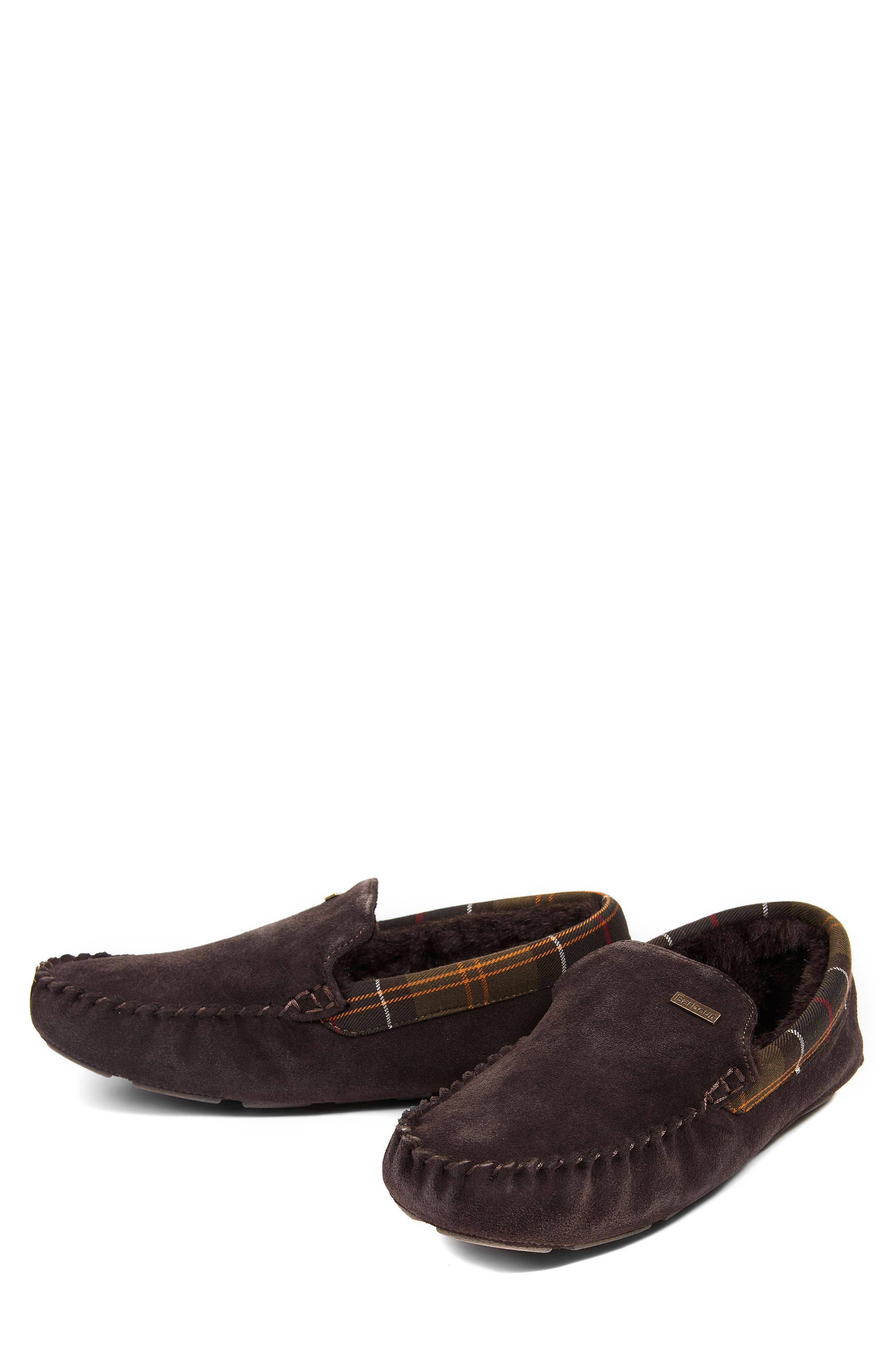 Barbour Monty Faux Fur Lined Slipper, Alternate, color, Brown Suede