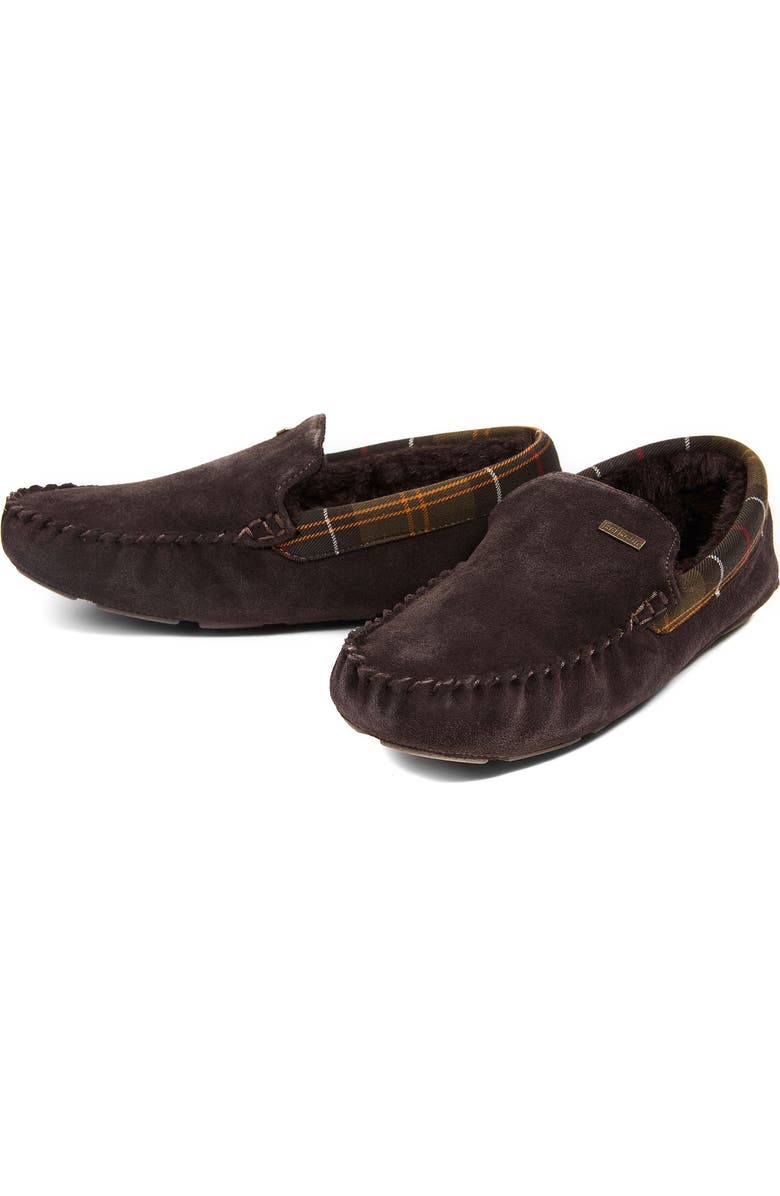 Barbour Monty Faux Fur Lined Slipper, Alternate, color, Brown Suede