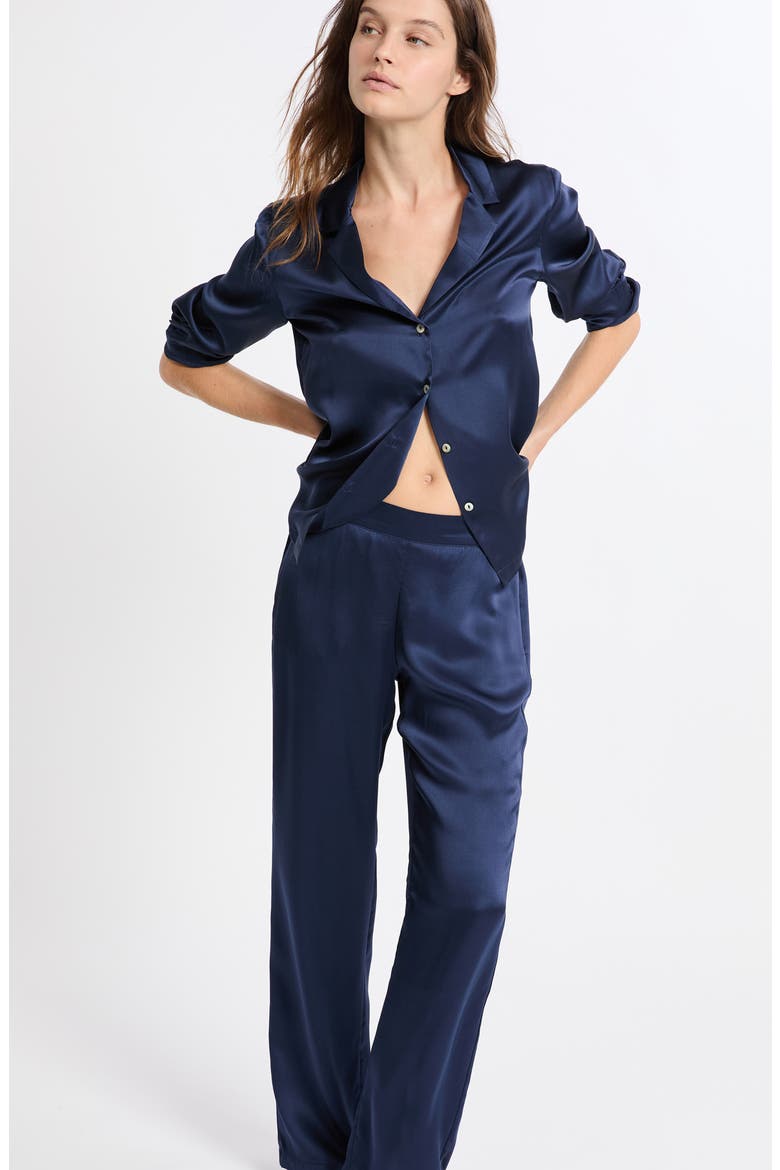 Pearly Silk Straight Leg Pajama Pants, Alternate, color, EARTHENWARE