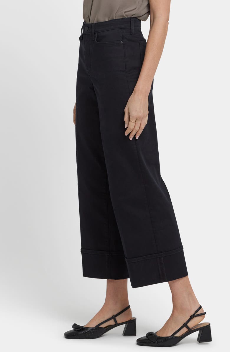 NYDJ Teresa Cuffed High Waist Ankle Wide Leg Jeans, Alternate, color, Black