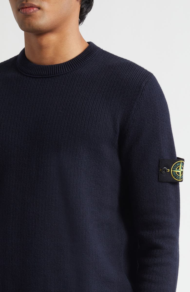 Stone Island Compass Logo Patch Cotton Blend Crewneck Sweater, Alternate, color, V0020 Navy Blue