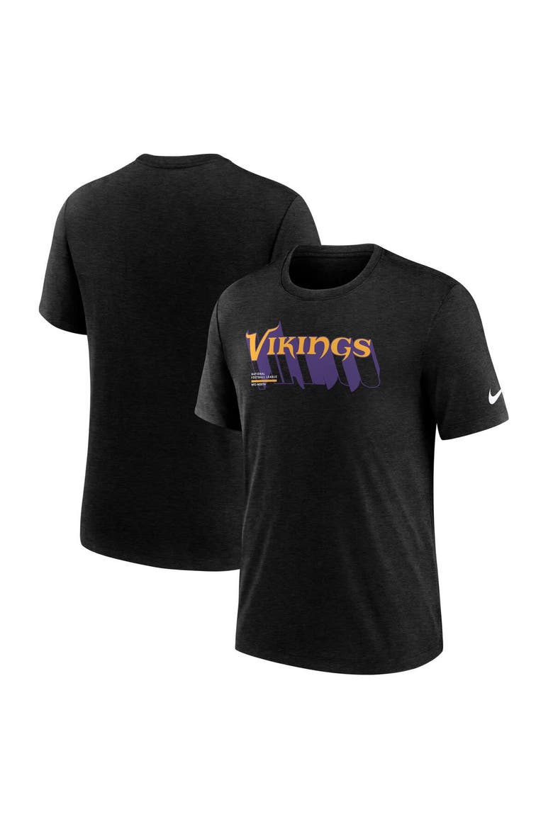 Men's Nike Heather Black Minnesota Vikings Long Pass Tri-Blend T-Shirt, Alternate, color, Heather Black