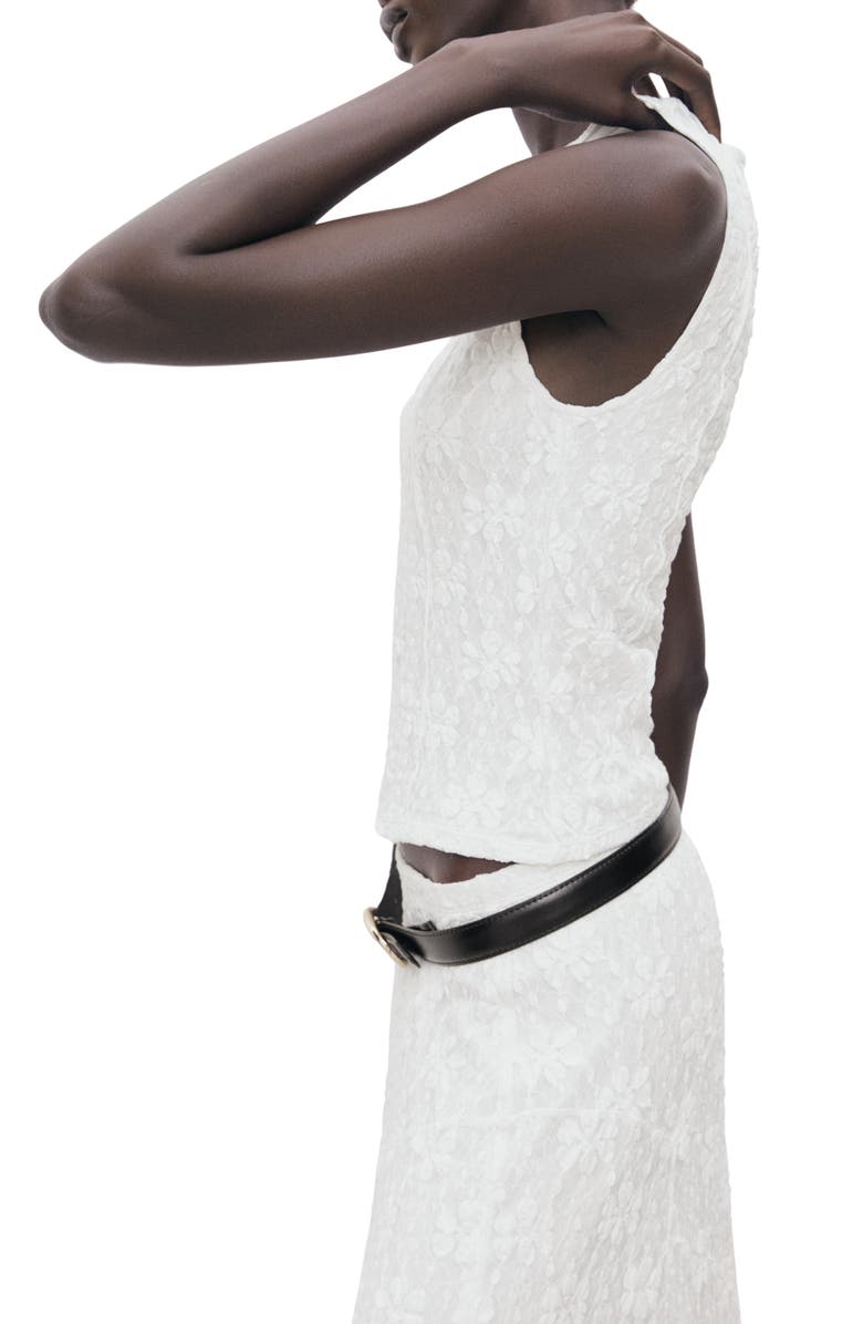 MANGO Lace Sleeveless Top, Alternate, color, White