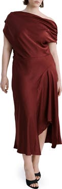 MANGO One-Shoulder High-Low Cocktail Dress