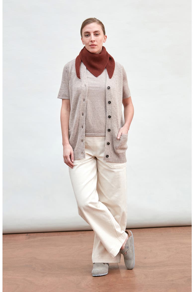 Lambswool Ribbed Triangle Scarf, Alternate, color, Sienna