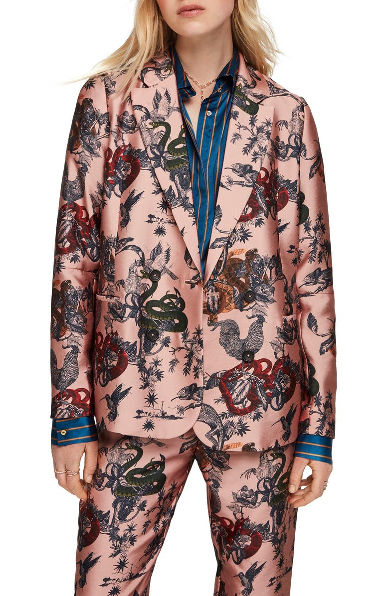 Scotch & Soda Print Double Breasted Blazer, Main, color, 