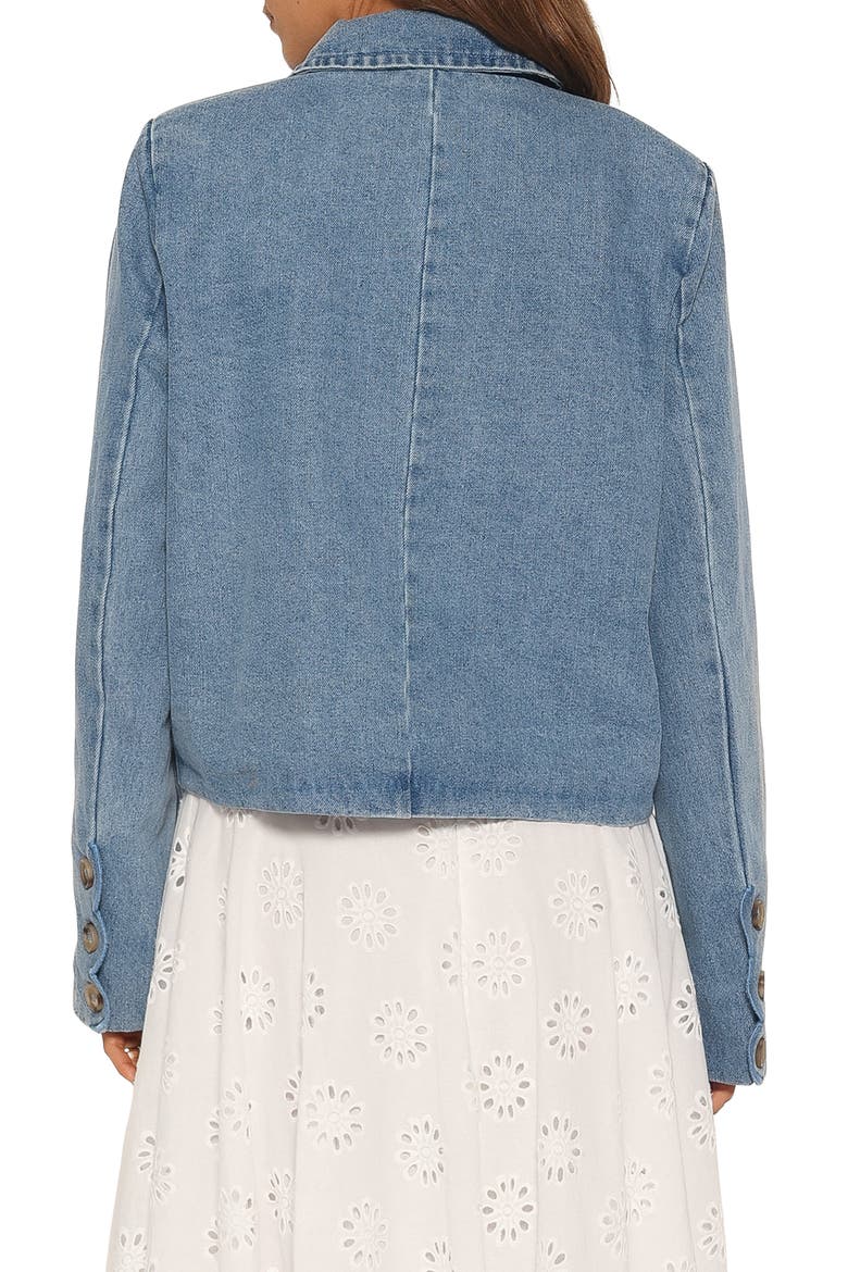Heidi Scalloped Trim Denim Jacket, Alternate, color, MEDIUM WASH