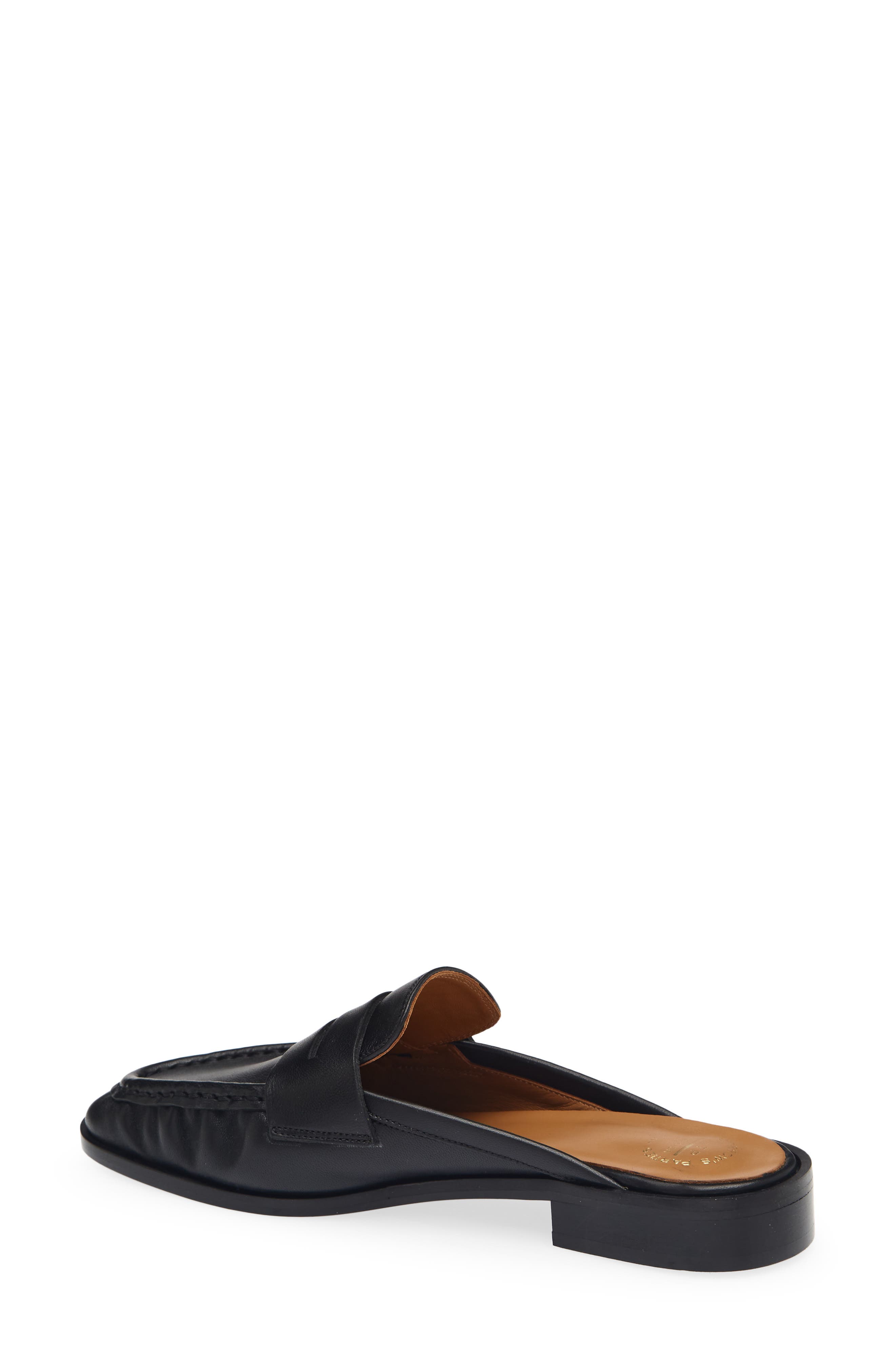 Capriana Leather Flat Mule, Alternate, color, BLACK