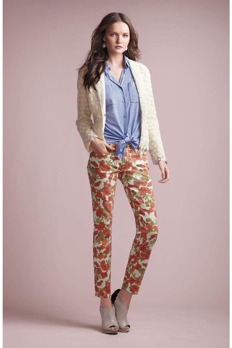 Denim 'Skyline' Floral Skinny Ankle Jeans, Alternate, color, CHELLO IVORY PRINT