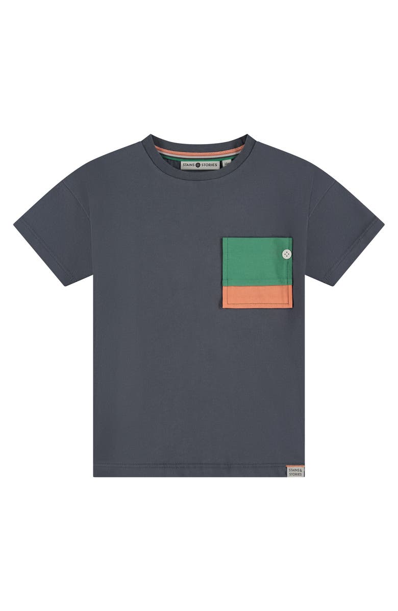 Stains and Stories by Babyface Short Sleeve T-Shirt With Embellished Pocket, Main, color, Night