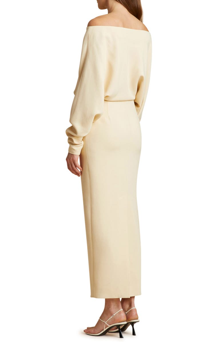 Khaite June Fluid Off the Shoulder Long Sleeve Maxi Dress, Alternate, color,